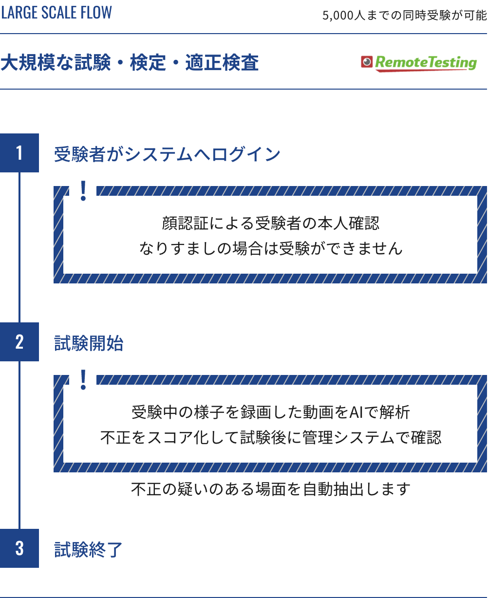 図説：大規模な試験・検定・適正検査の流れ